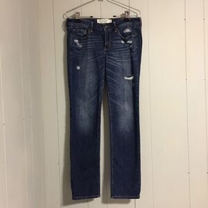 Abercrombie & Fitch Womens Super Skinny Jeans Mid-Rise Medium Wash Distressed 6s